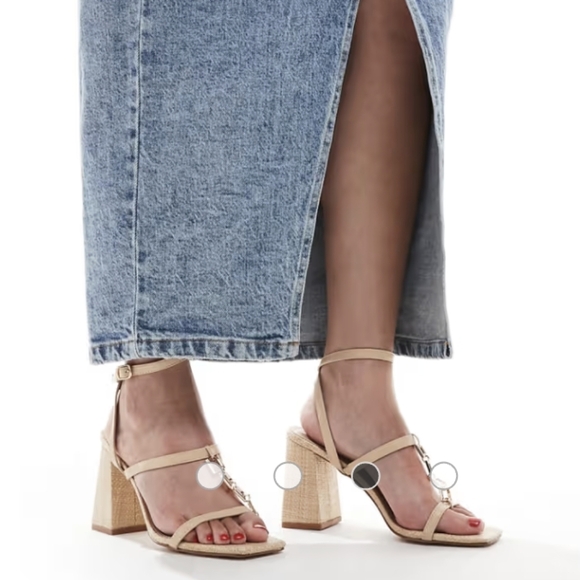 RAID Blink block heeled sandals in natural raffia - Picture 3 of 4